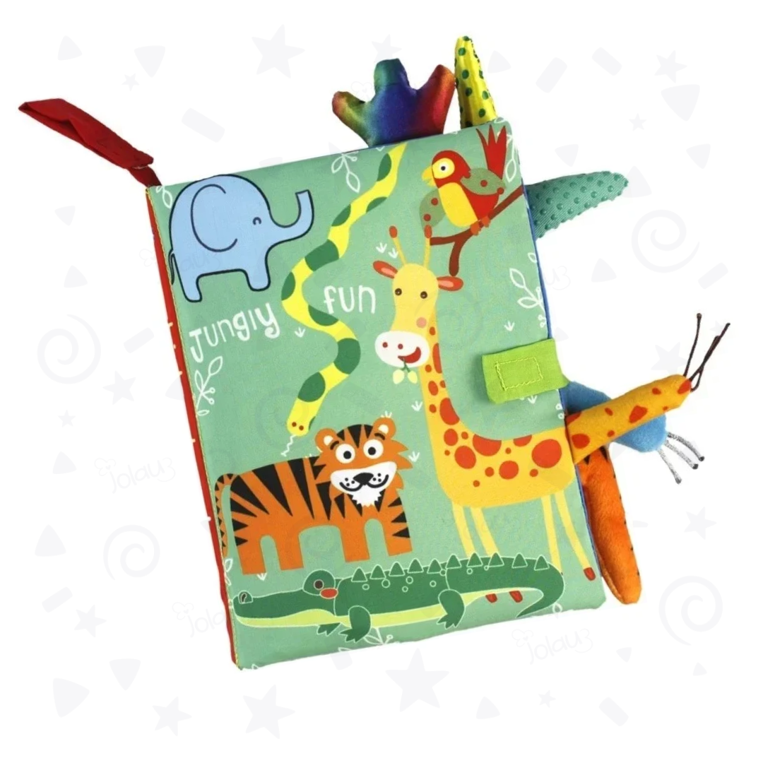 LIBRO DE TELA PARA BEBE CON TEXTURAS JUNGLY FUN